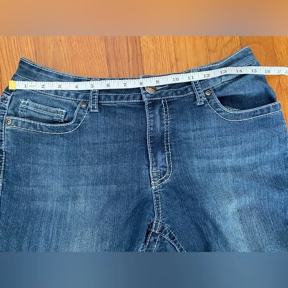 VGS Jeans Womens Size 10 Slim Boot Flap Pockets Thick Stitch Blue Denim